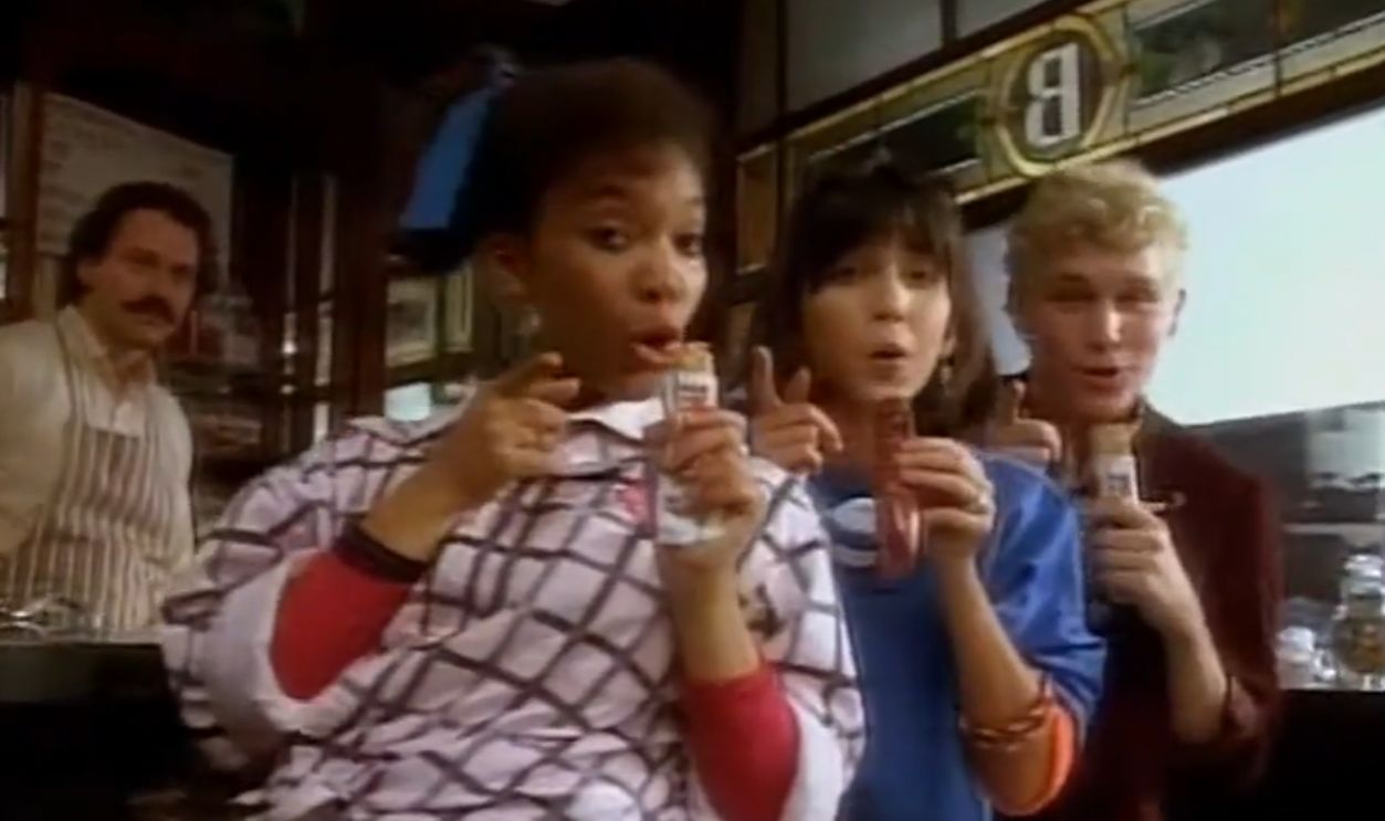 Screenshot from Pay Day Candy Bar Commercial, Hollywood Brands, Inc.  (1984) 