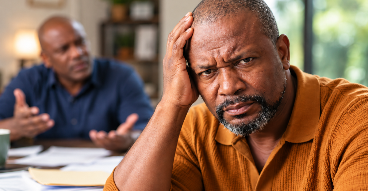AI-generated image of two frustrated men arguing