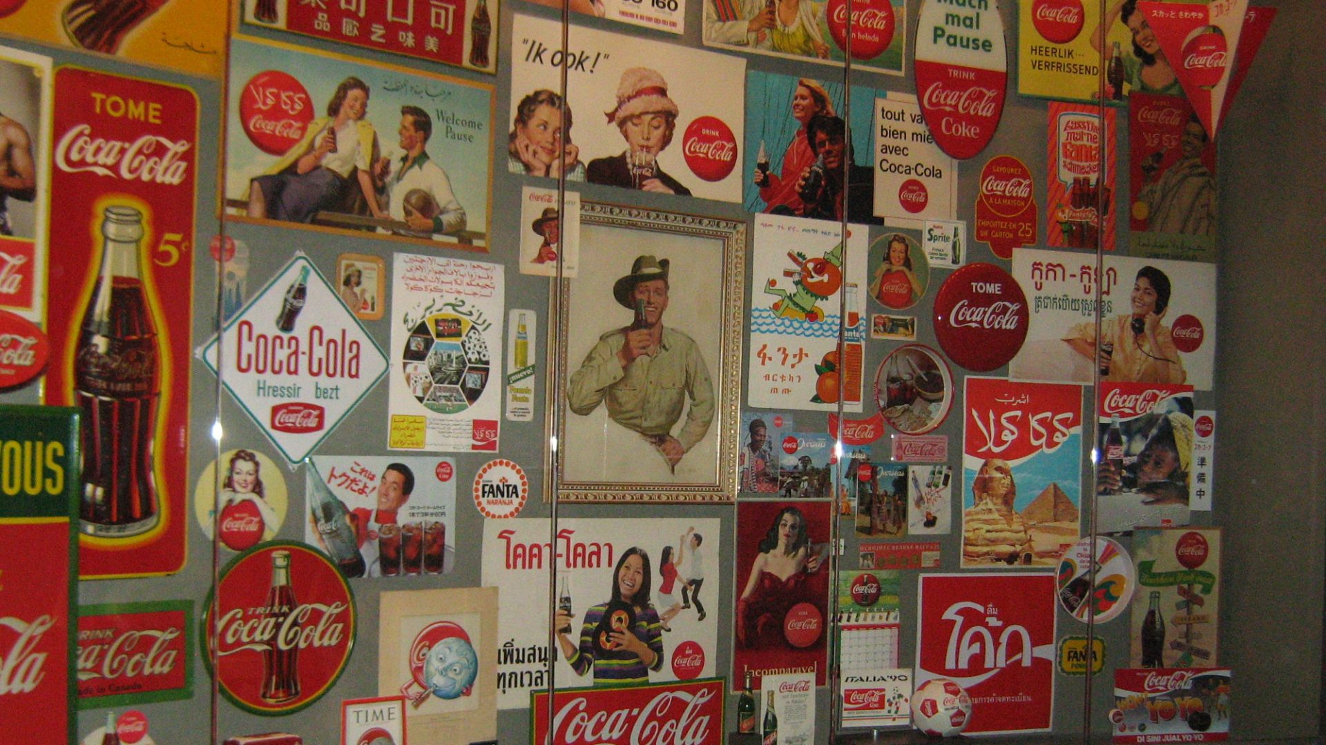 A display of Coca-Cola memorabilia at the World of Coca-Cola in Atlanta, Georgia