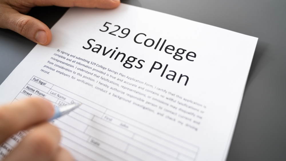 Filling 529 College Savings Plan Form. Bank Deposit