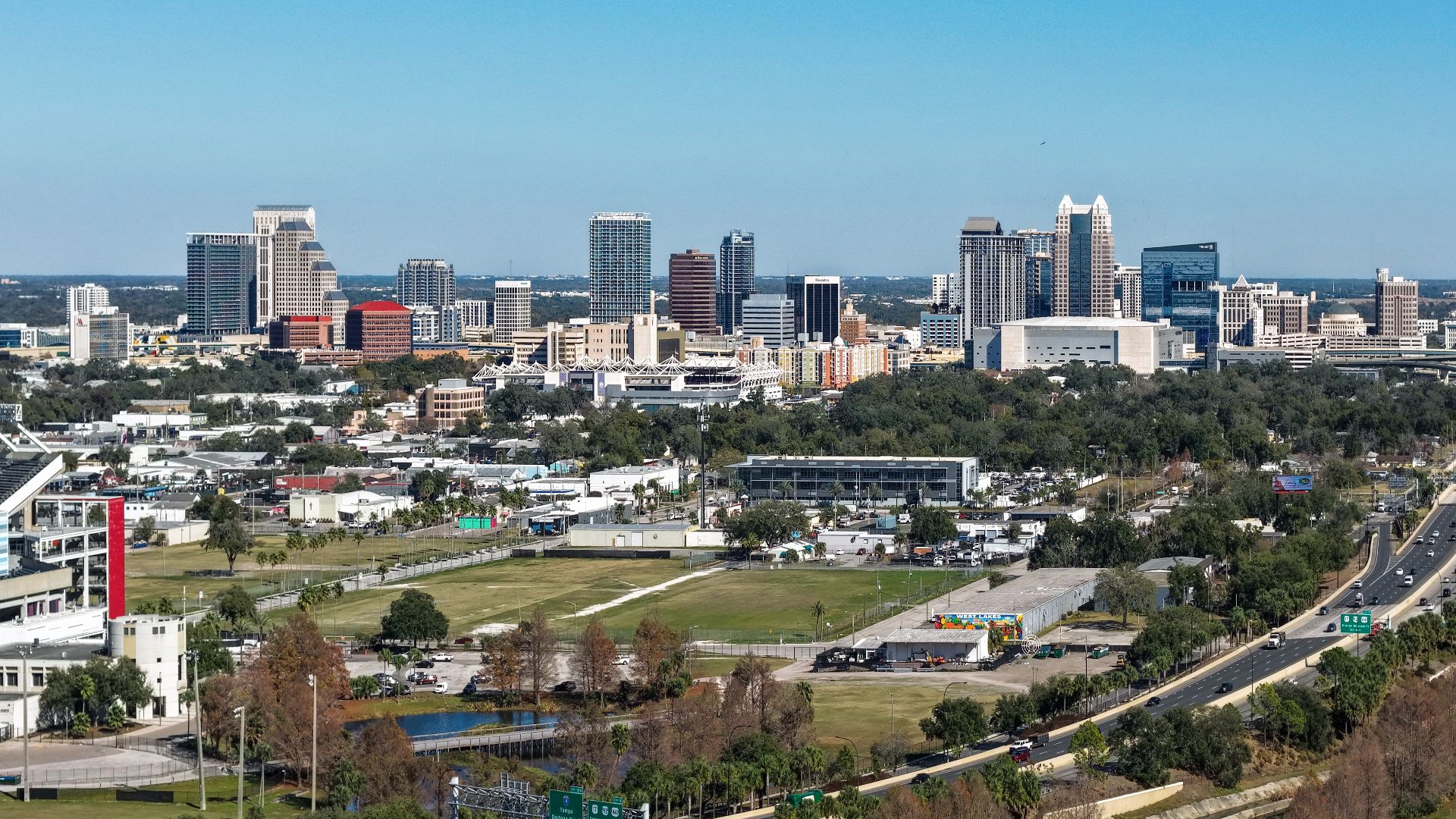 The skyline of downtown Orlando, Florida.