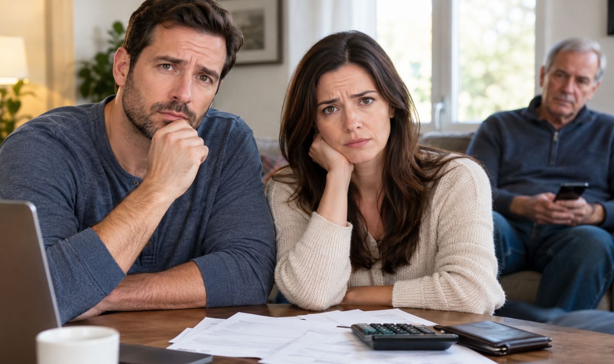 Worried Couple Reviewing Finances