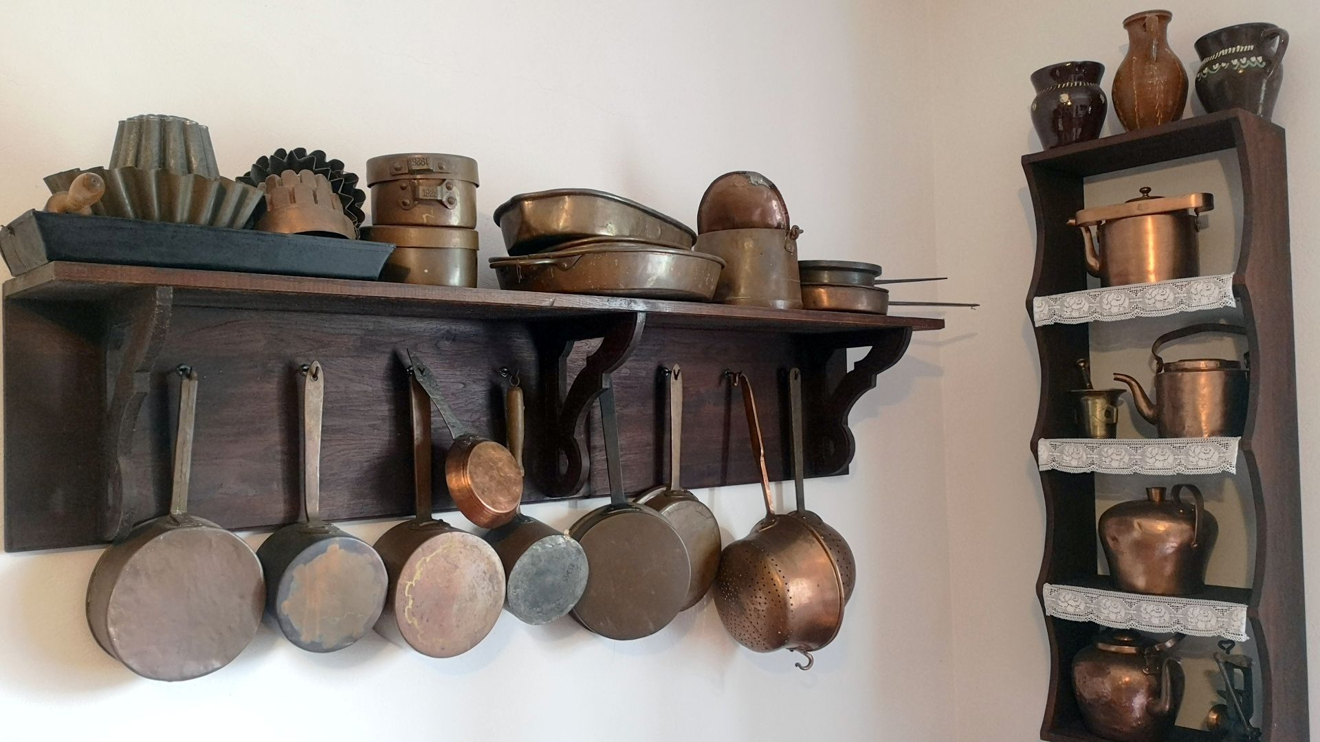 Copper cookware, early 20th century, bourgeois kitchen, Galicia, Sanok