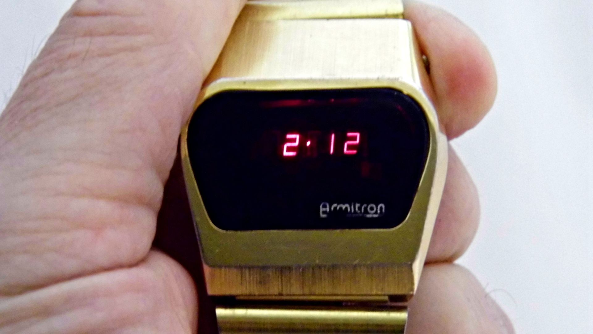 Vintage Armitron Men's Red LED Digital Wrist Watch, Swiss Model, Circa 1970s