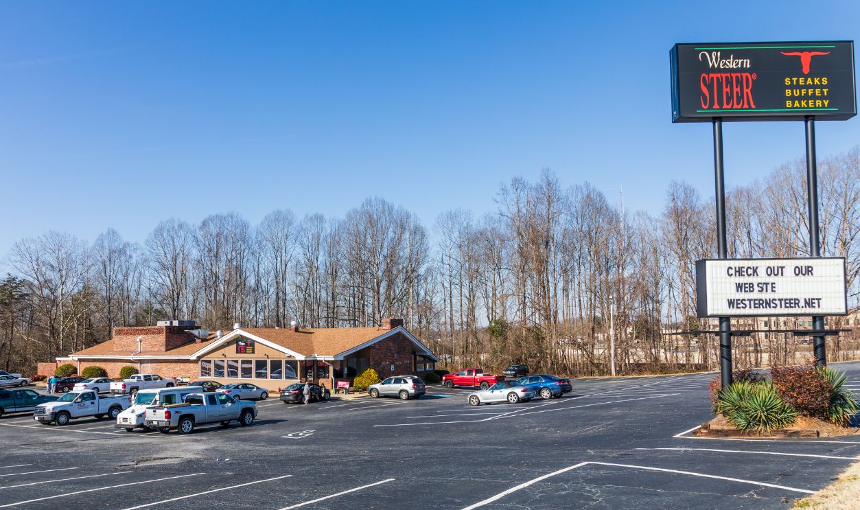 NEWTON, NC, USA-12/26/18: Western Steer is a local buffet serving steaks, chicken, seafood & sandwiches.