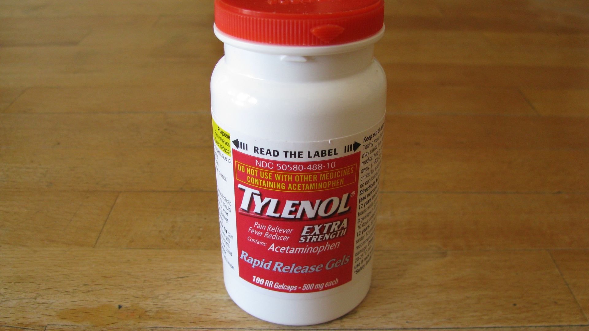 tylenol bottle closeup