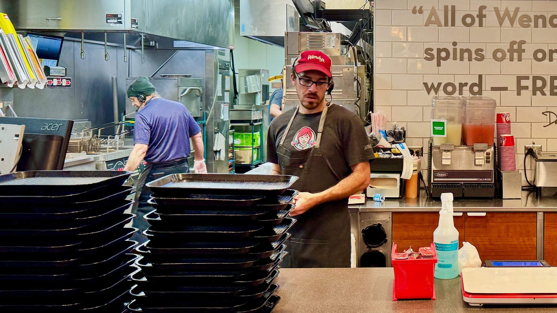 A Wendy's fast-food chain restaurant order counter