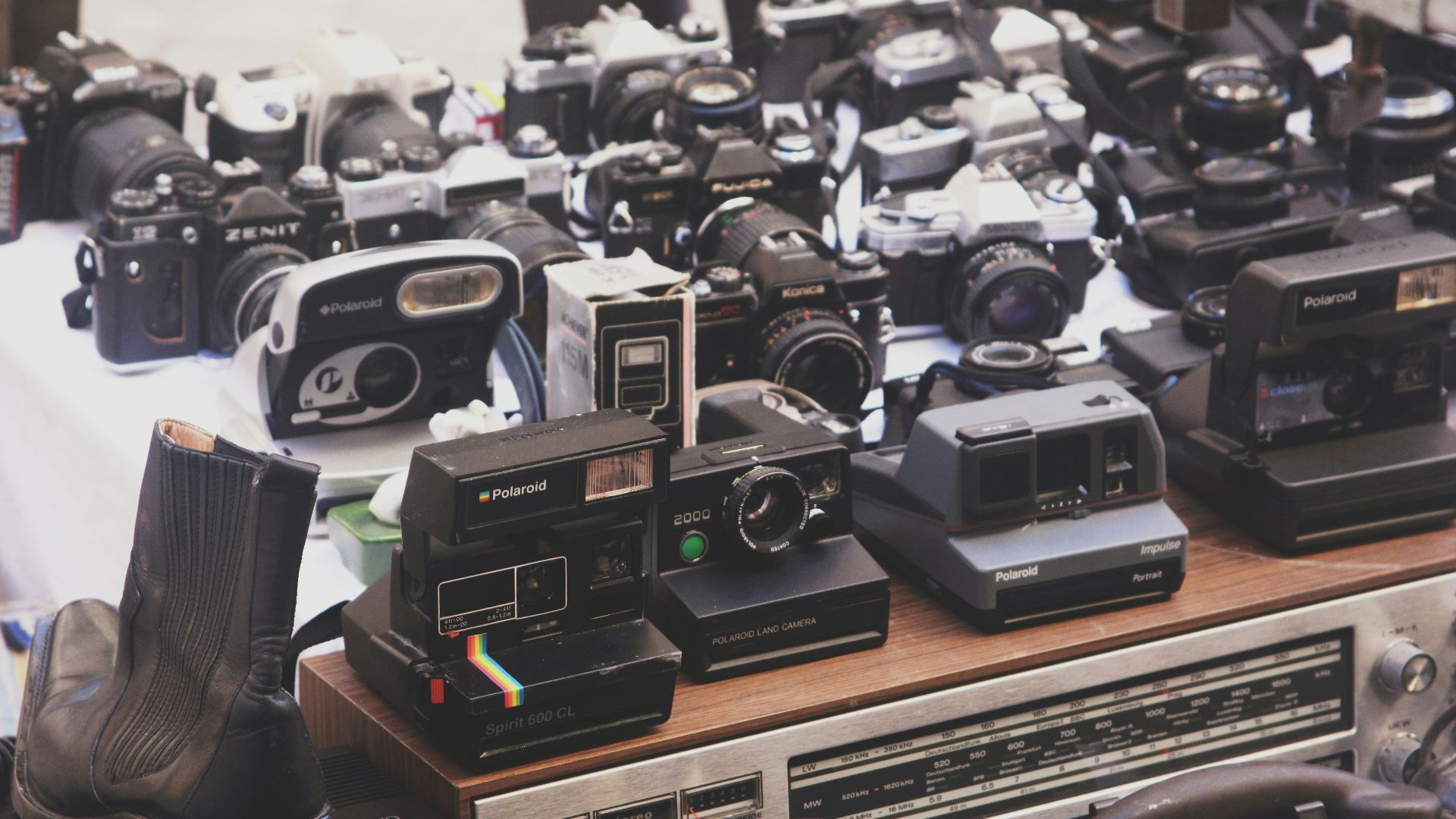 white and black camera lot
