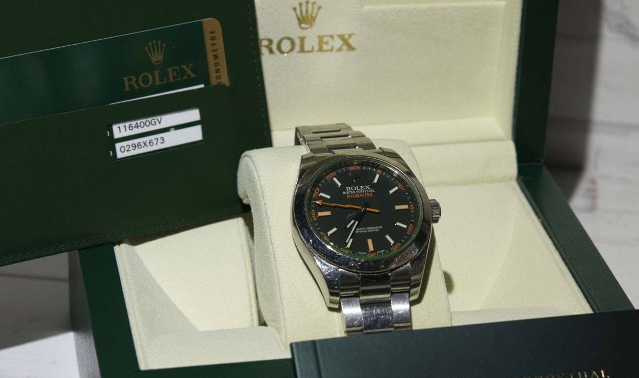 Elegant stainless steel watch showcased in original packaging