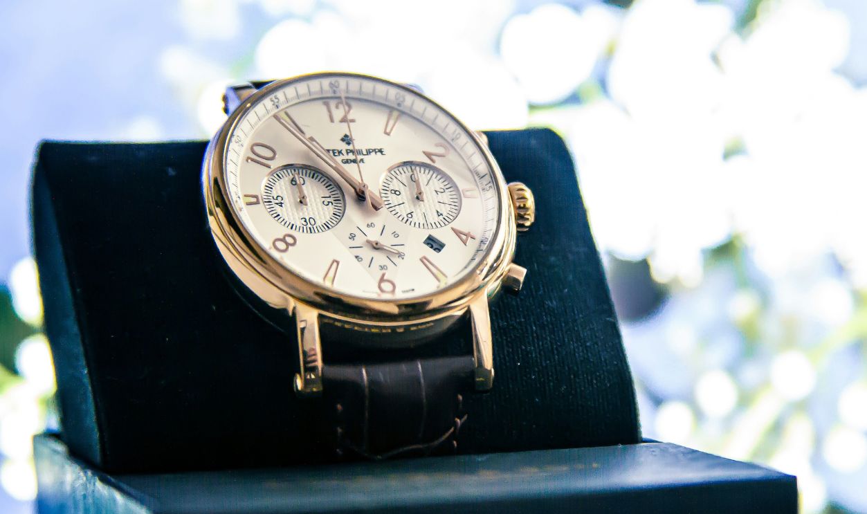 Black and silver chronograph watch