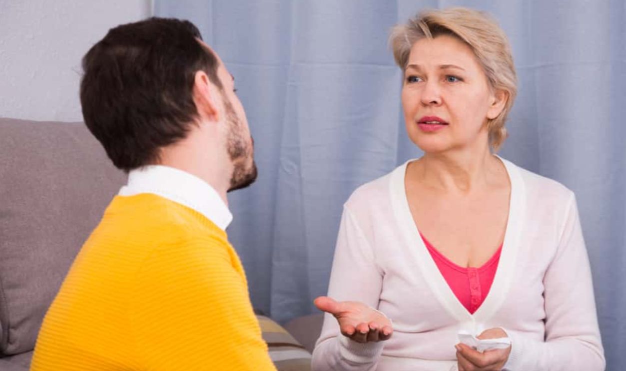 Mature mother and son quarrel with each other and find out relationship