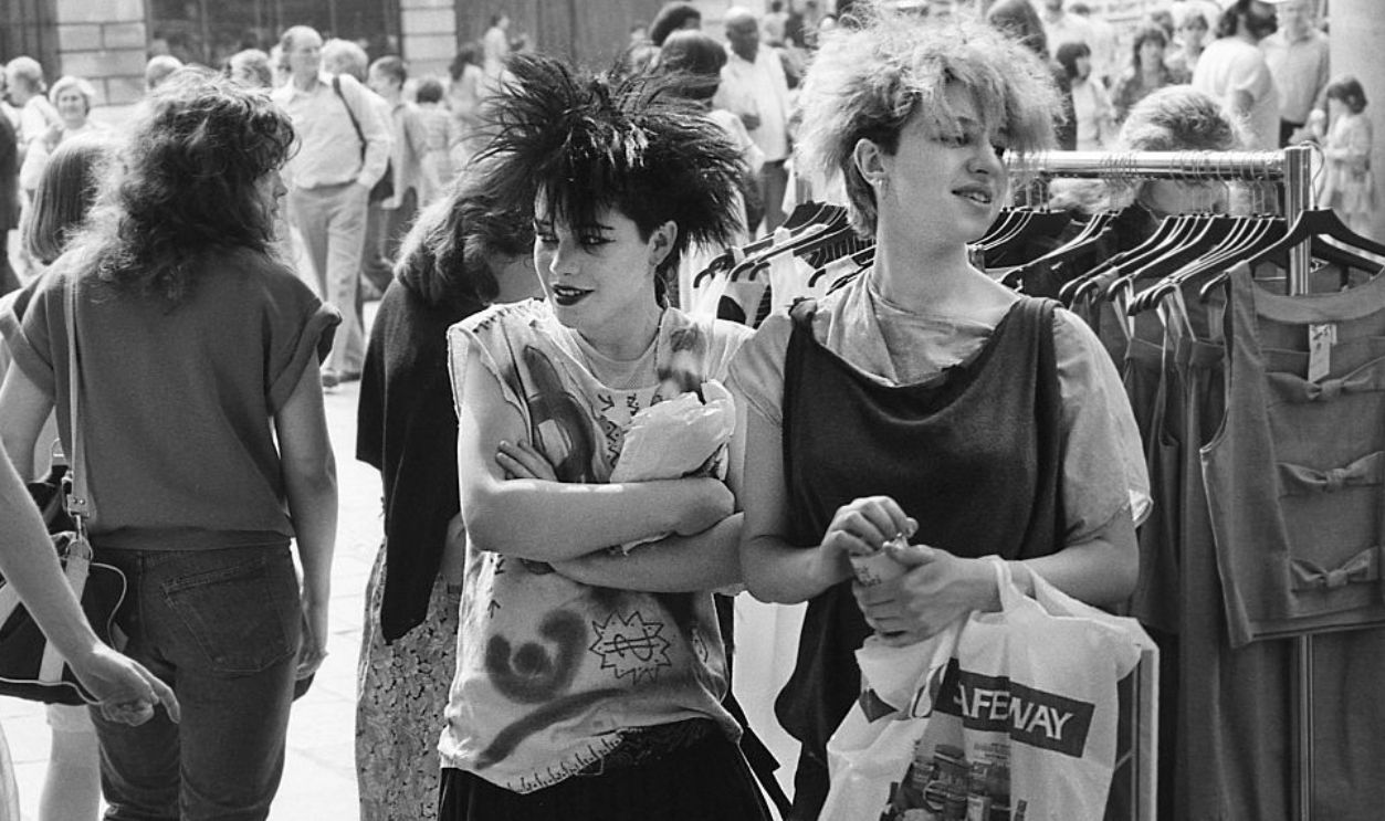 Two girls in Covent Garden, London, June 1983