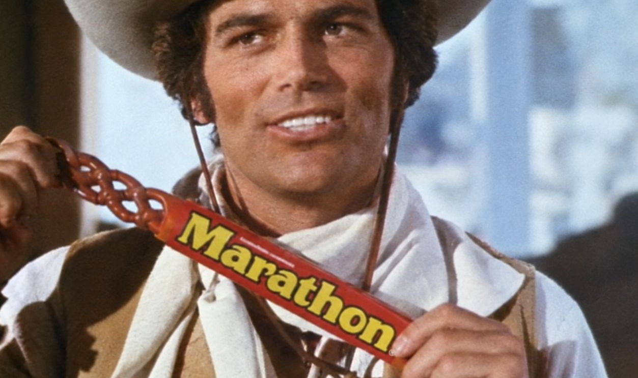 Screenshot from Marathon Candy Bar 'Quick Carl Versus Marathon John' (1973)