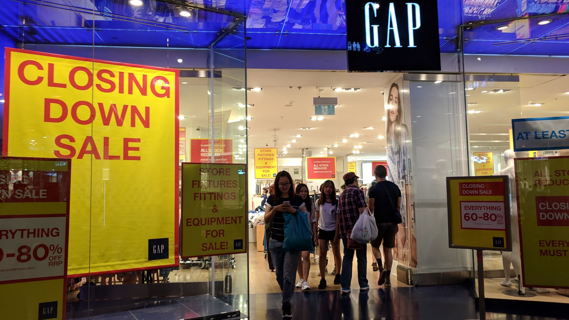The Gap store in Westfield Sydney during its closing down sale. This formed part of the chain's closure in Australia.