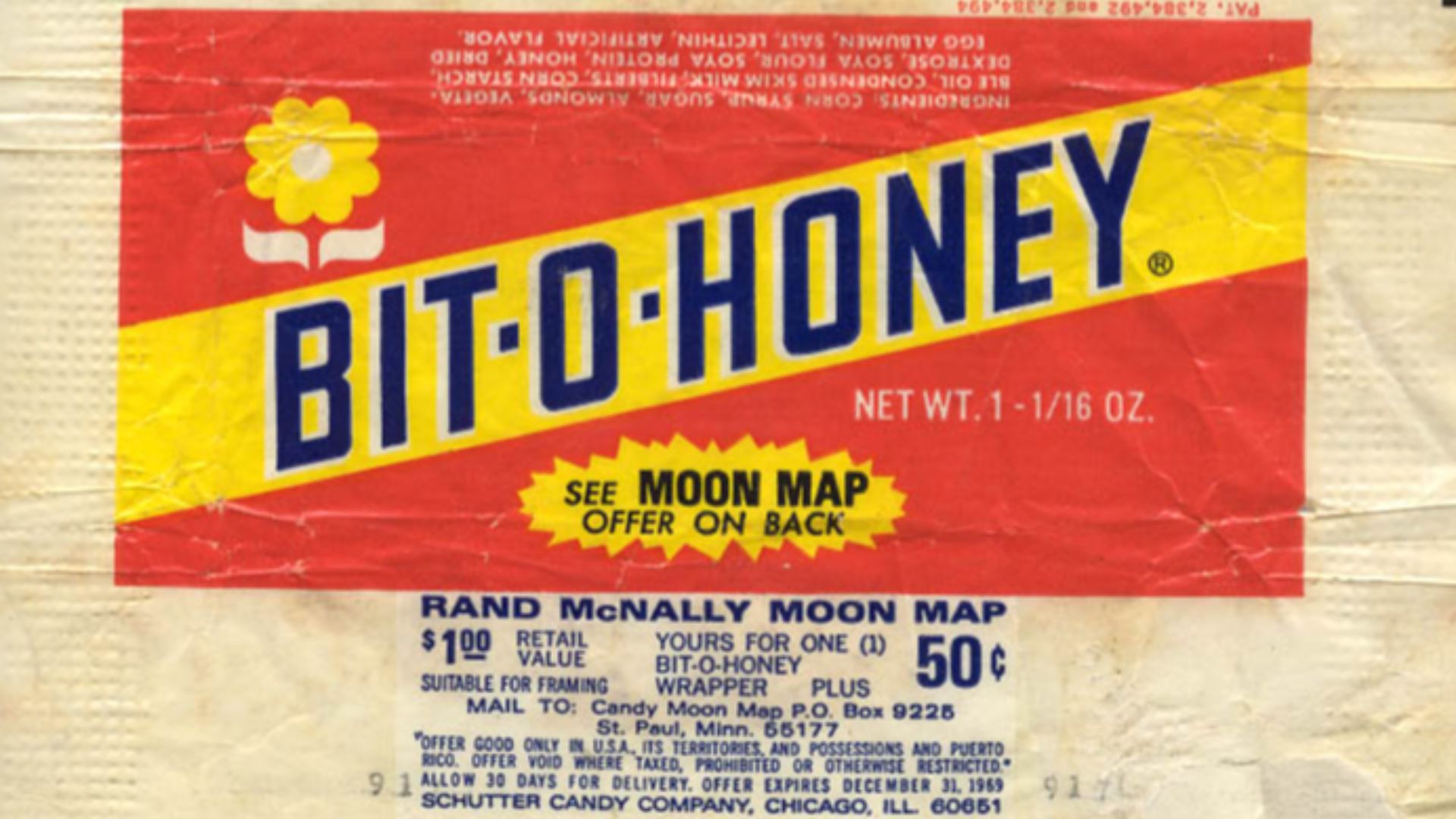 Bit-o-Honey circa 1969. Scanned from a wrapper.

Bit-o-Honey circa 1969. Scanned from a wrapper.