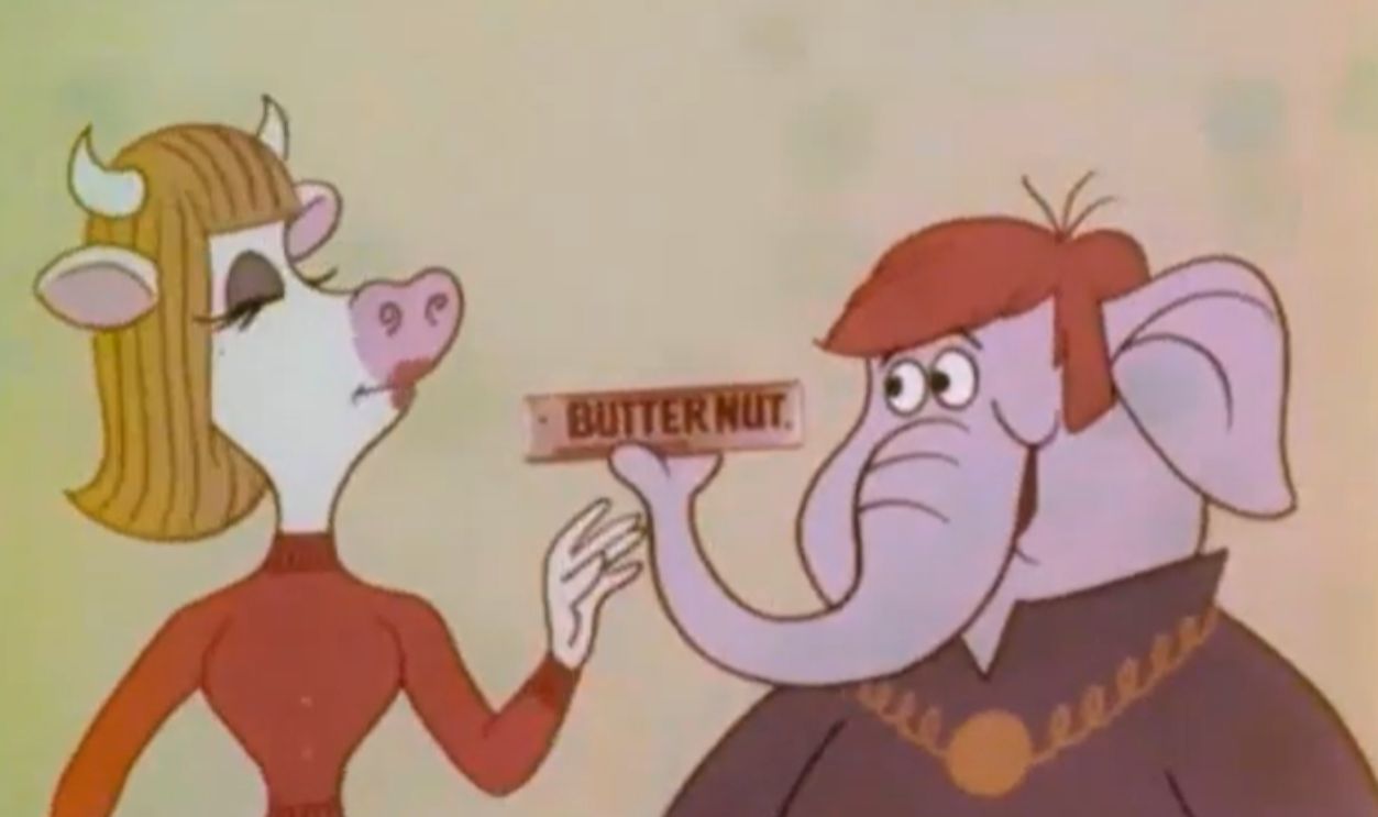 Screenshot from Hollywood’s Butter-Nut candy bar (1970)