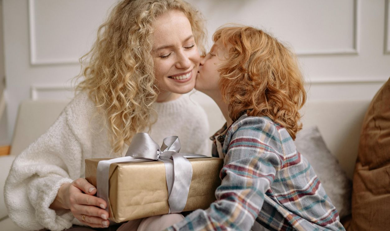 Giving a gift to child