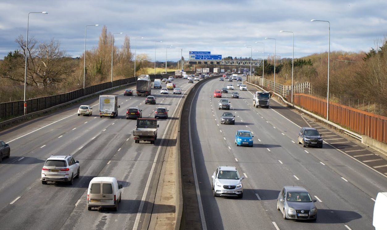 Aerial View of Cars on a Highway