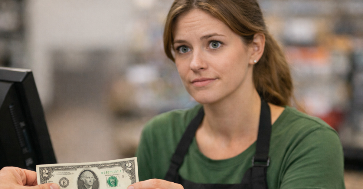 Cashier and $2 bill