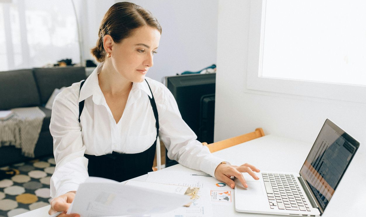 Woman using a laptop