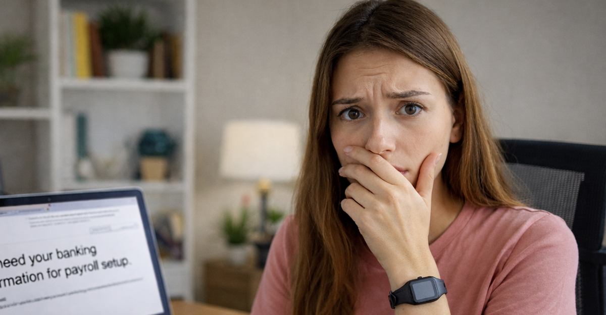 Woman concerned about job scam