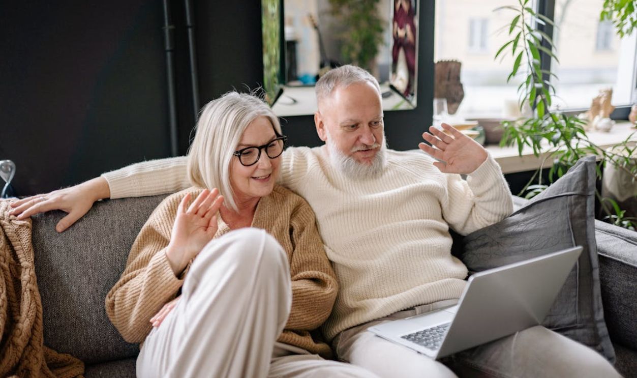 Elderly Couple Sitting on the Sofa