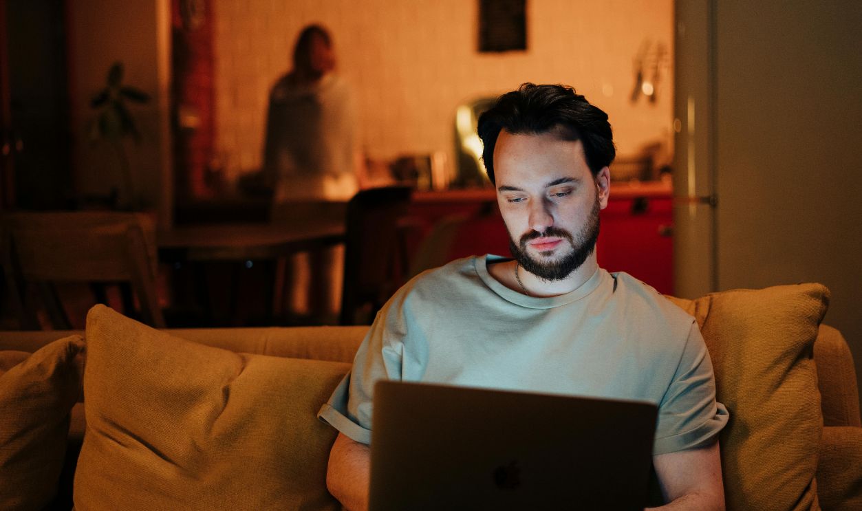 man using laptop