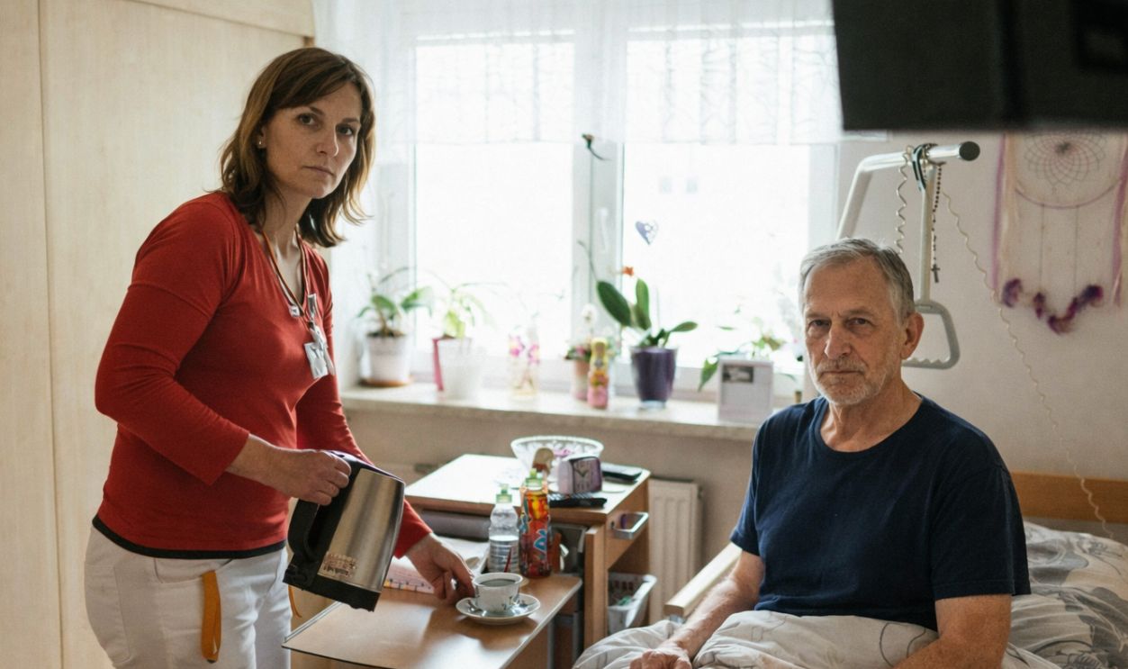 Daughter with dad in hospital