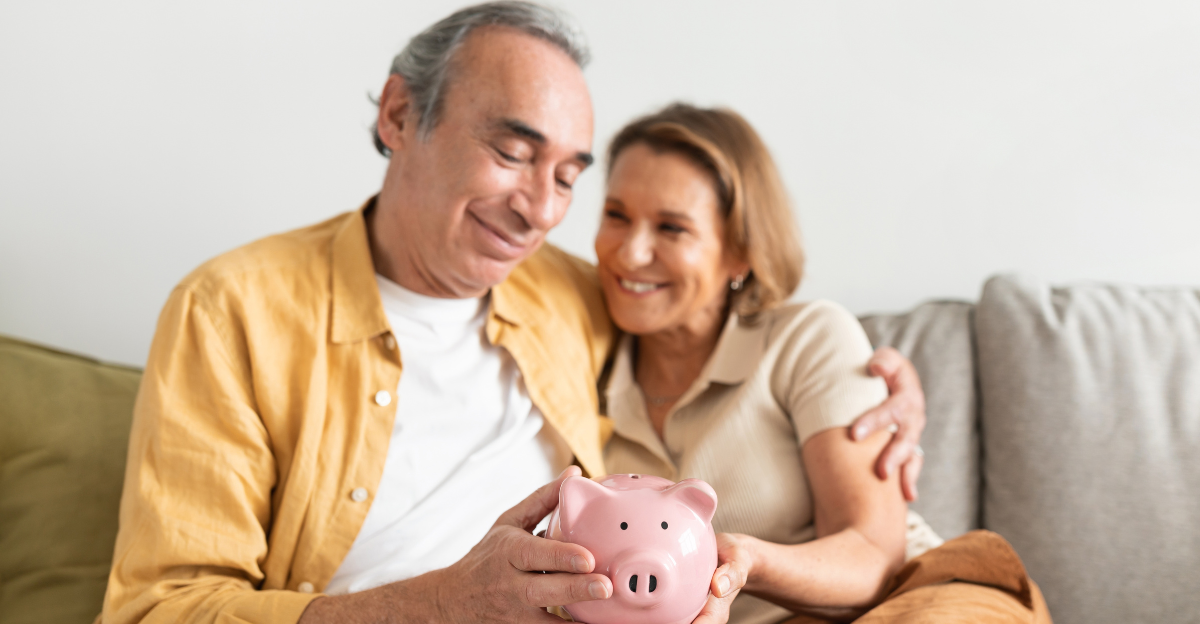 Happy european senior couple