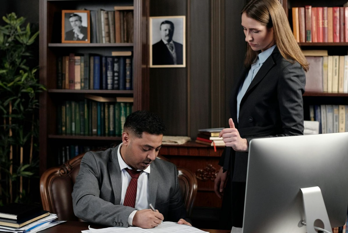Lawyers in an Office Looking at Documents