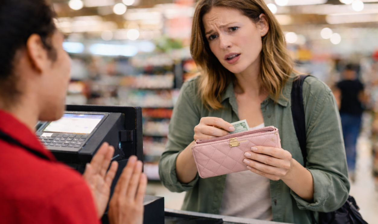 Woman at Grocery Store checkout