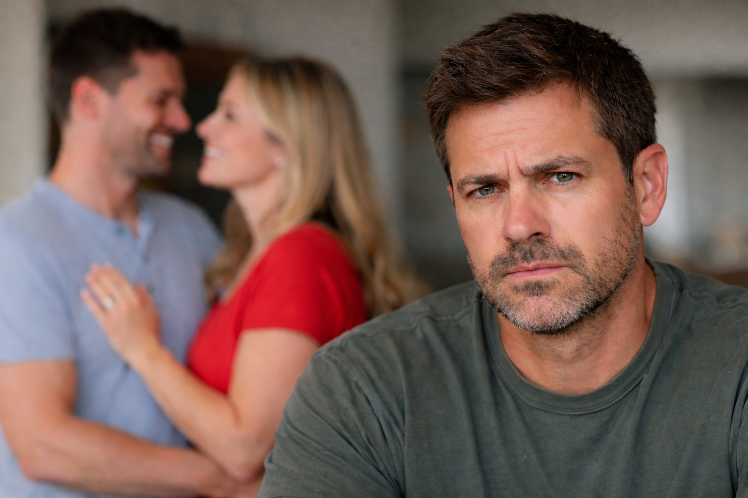 angry man joyful couple