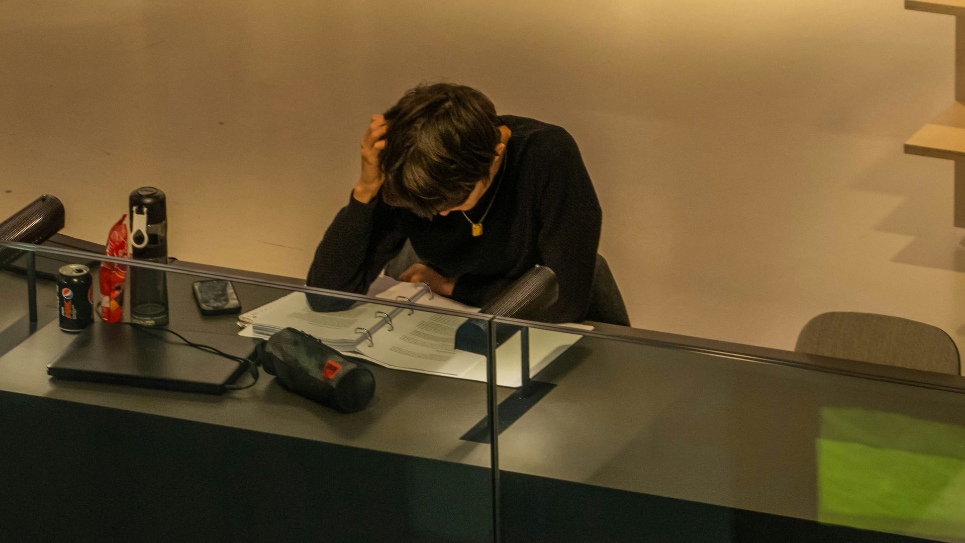 a person sitting at a desk