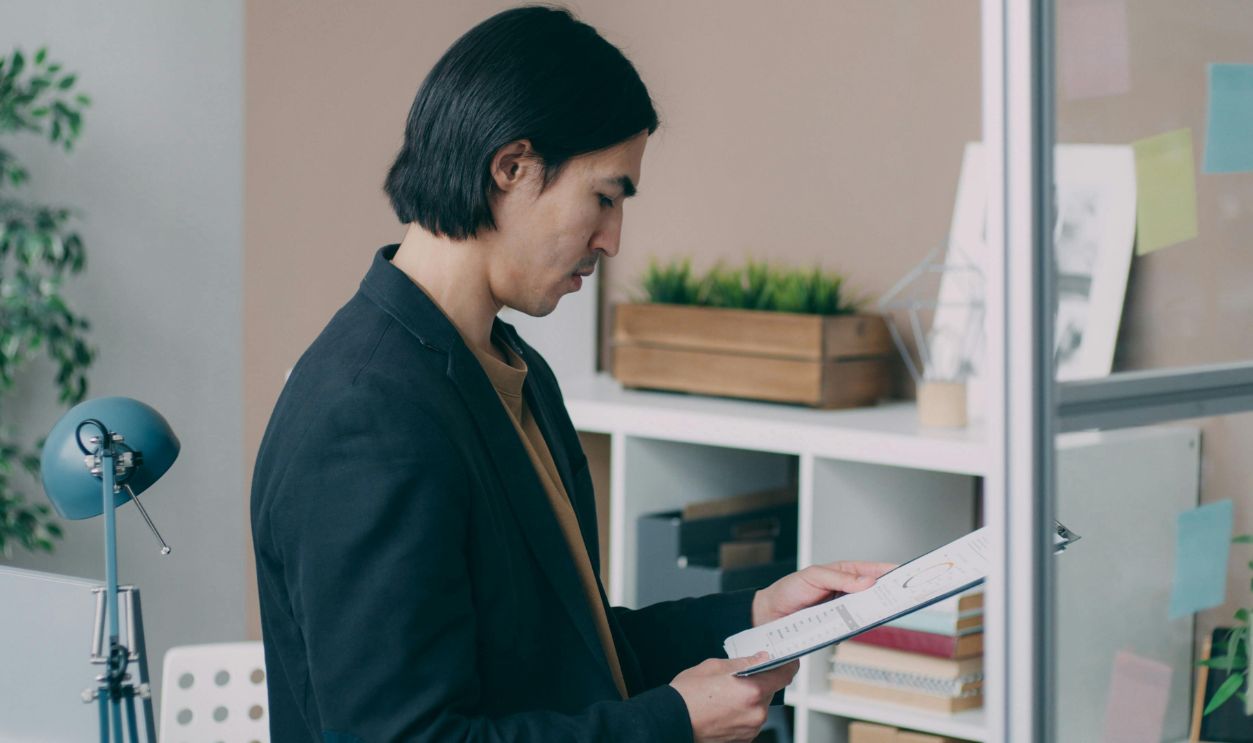 Man reviewing documents