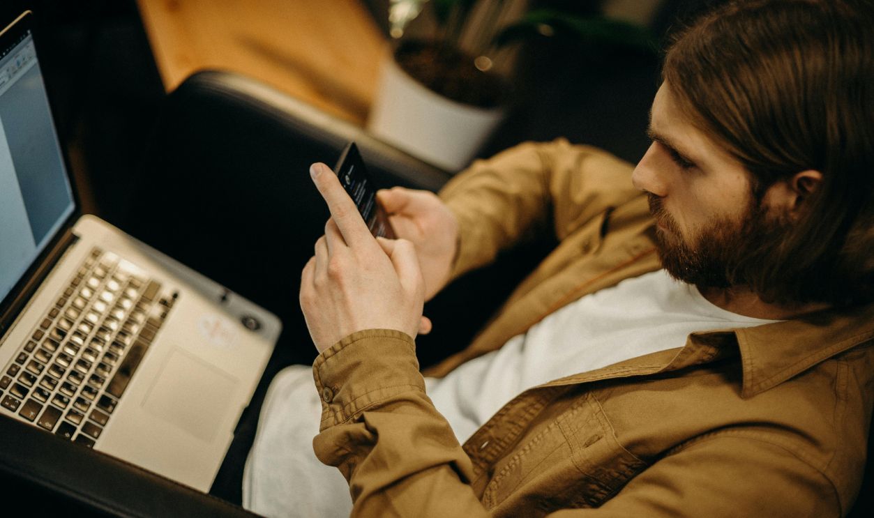 Man Using His Smartphone