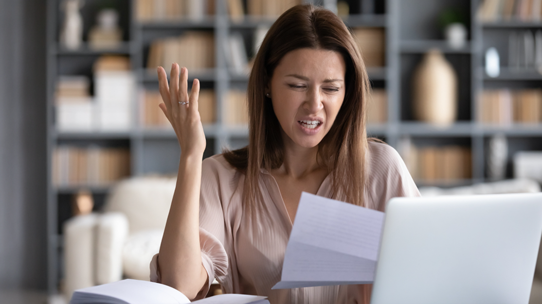 Woman checking document