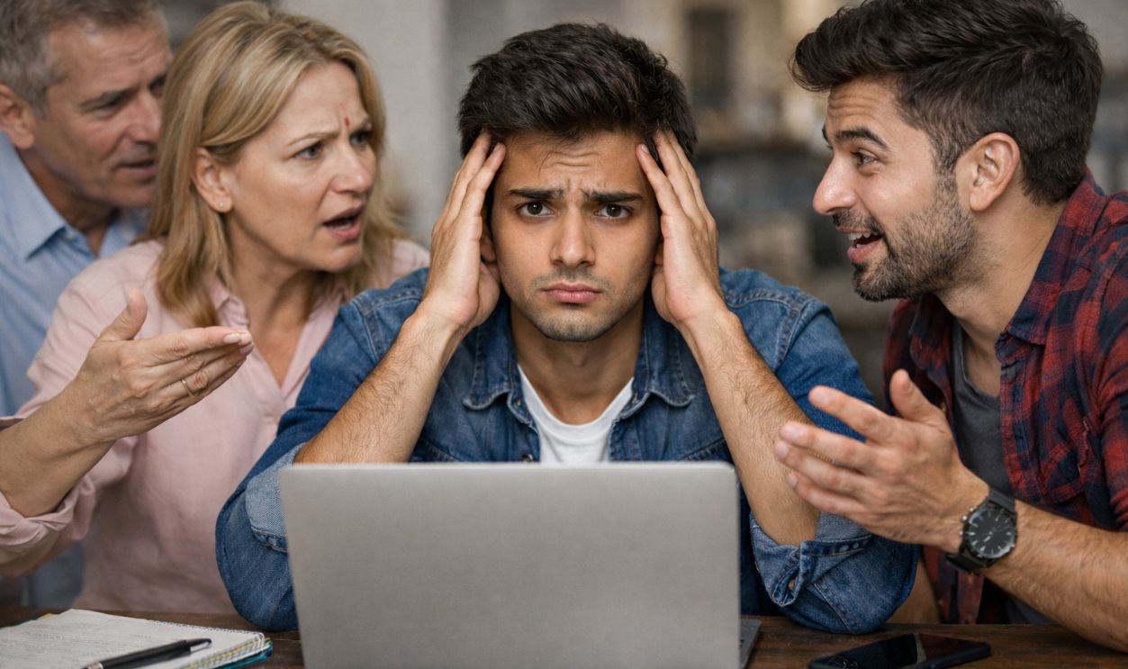 Confused conversation around the table