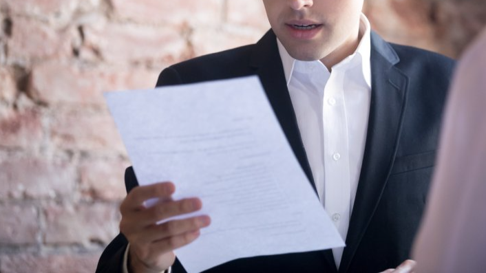 Portrait Photo of a woman during a job interview in office