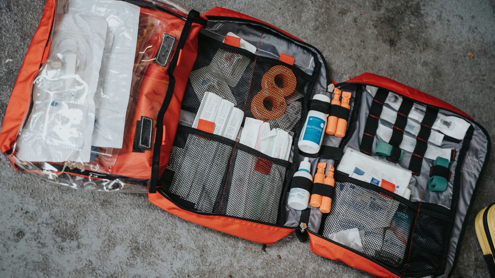 orange white and black bag