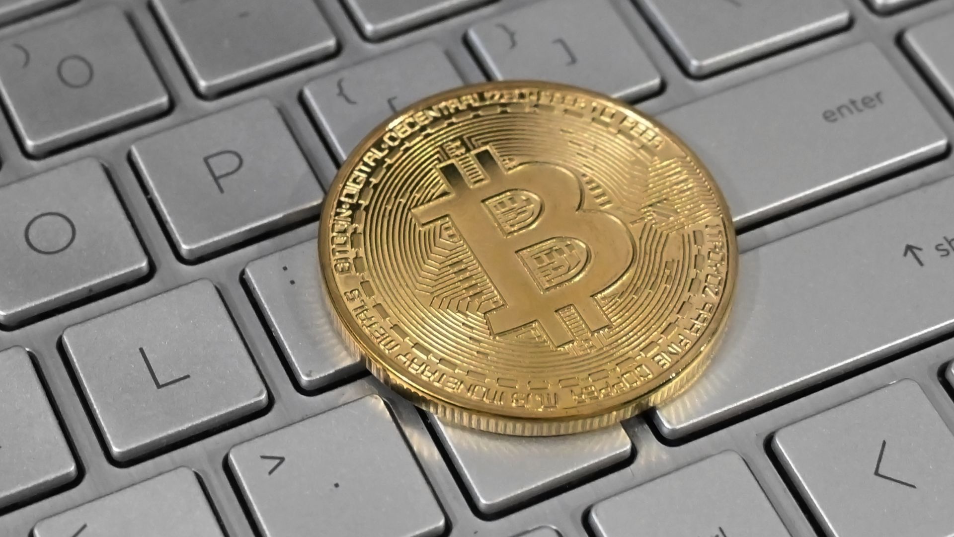 Bitcoin on Laptop Keyboard