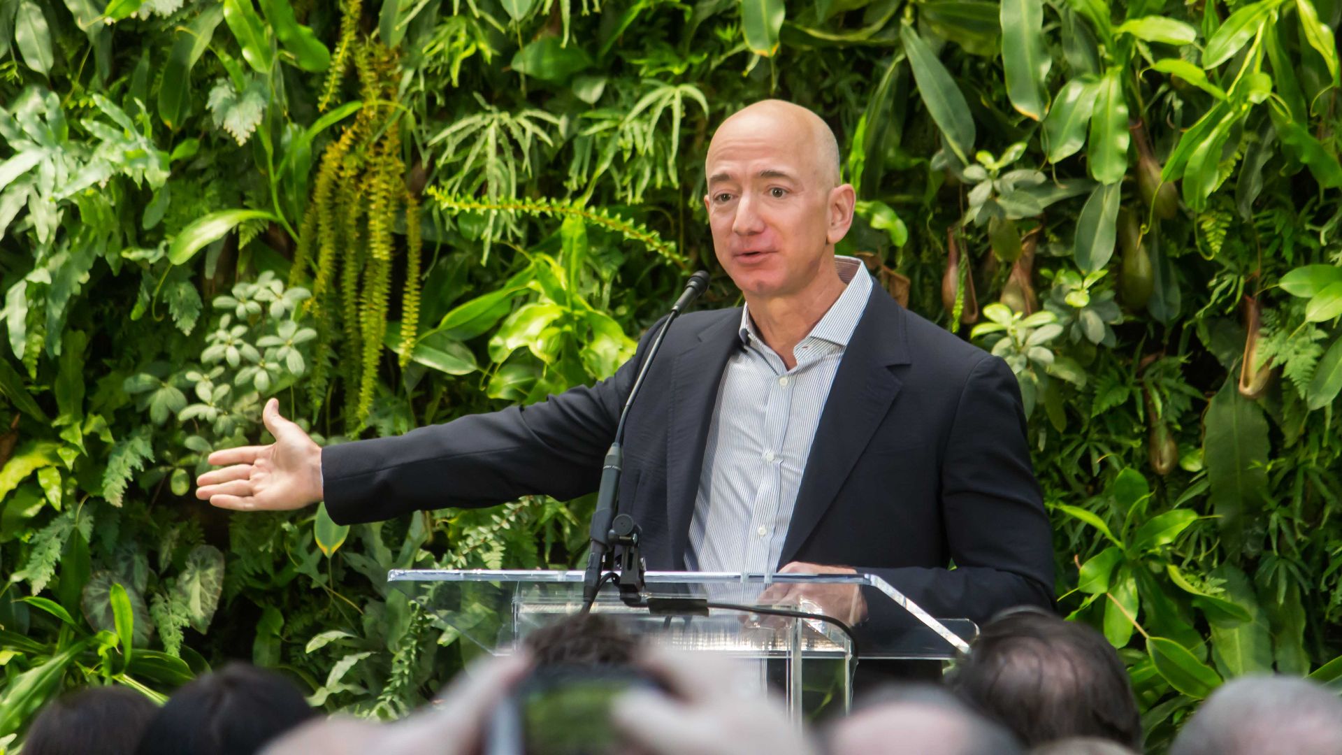 Jeff Bezos at Amazon Spheres Grand Opening in Seattle