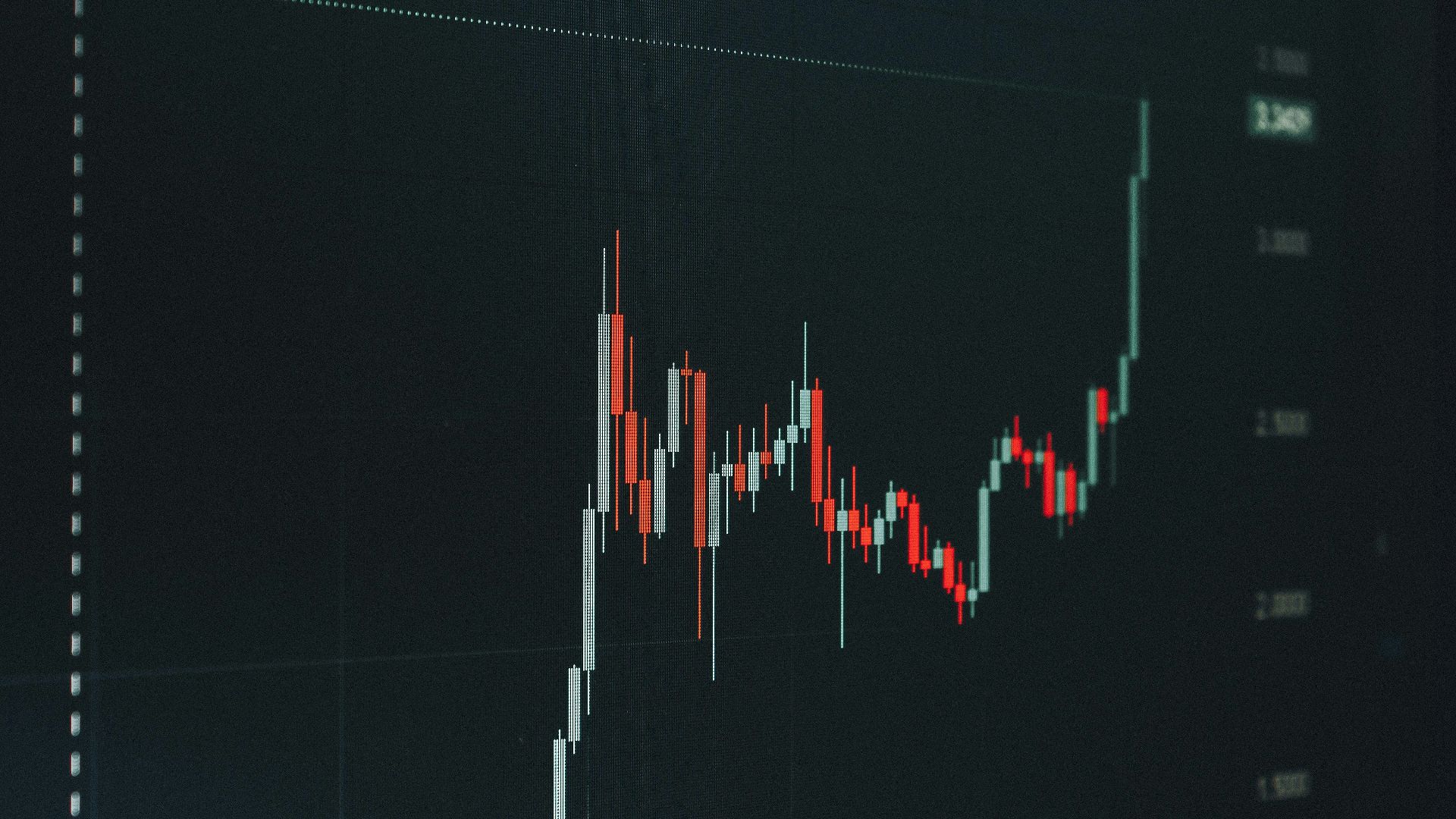 Stock market chart showing upward trend.