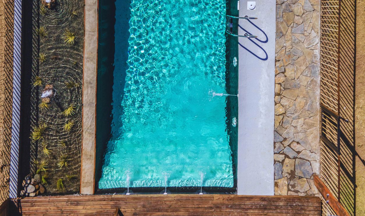 Top View of a Swimming Pool with Blue Water