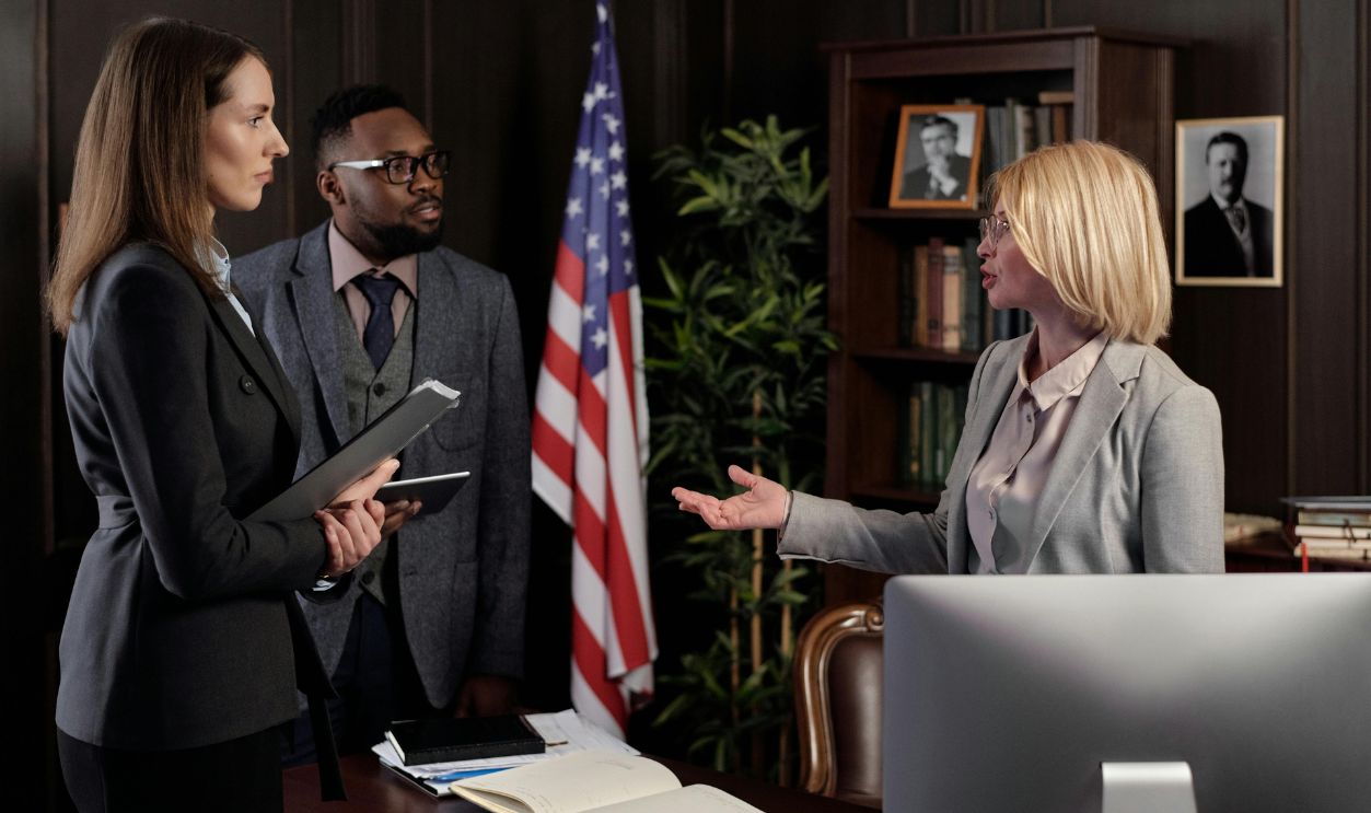 Lawyers Talking in an Office