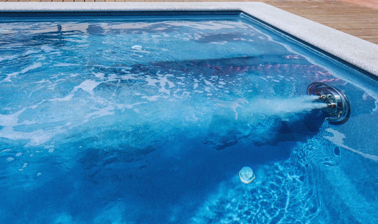 Countercurrent for the pool. Water attraction. Artificial flow. Pump. Hydromassage. Flow. Water resistance.