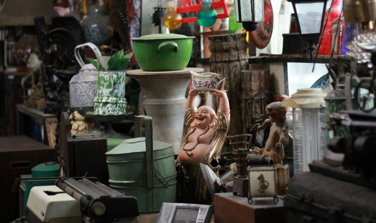 Eclectic Antique Shop Interior with Vintage Items
