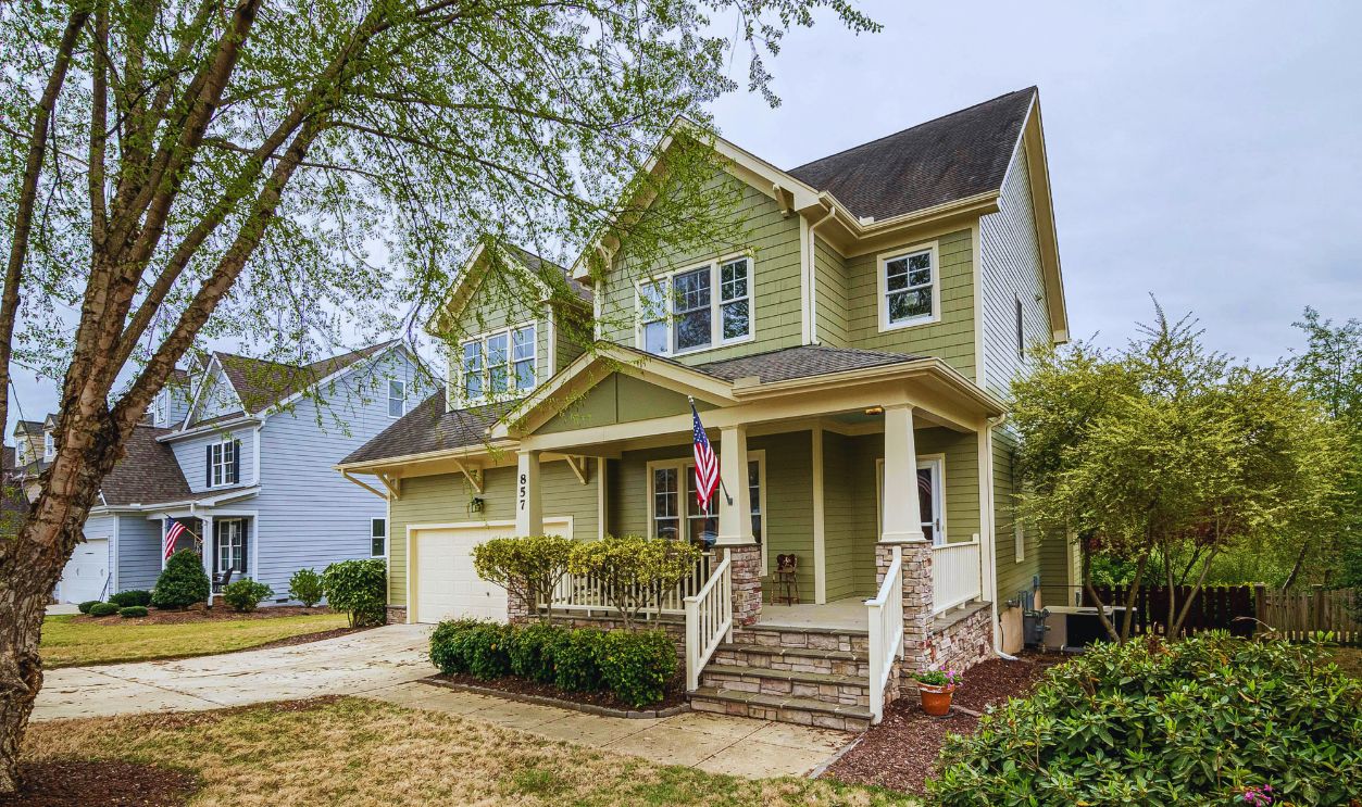 House with an American Flag at the Porch