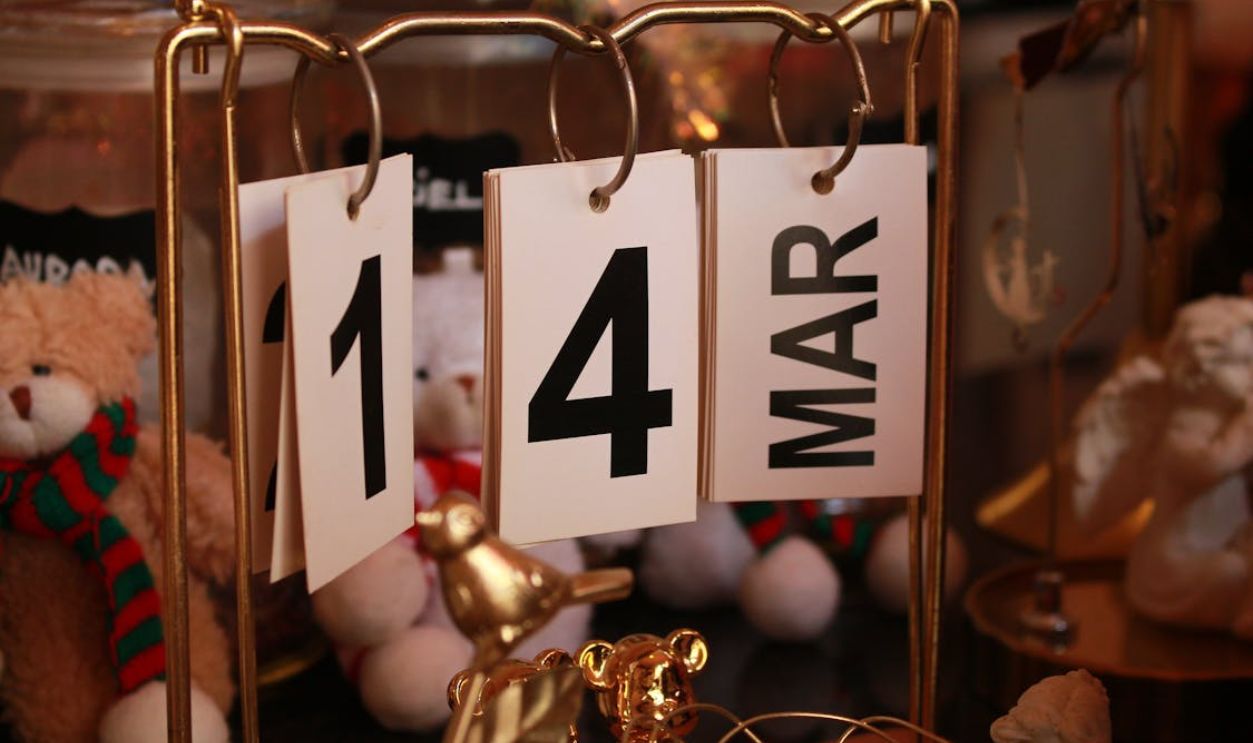 Decorative Desk Calendar with March 14 Date