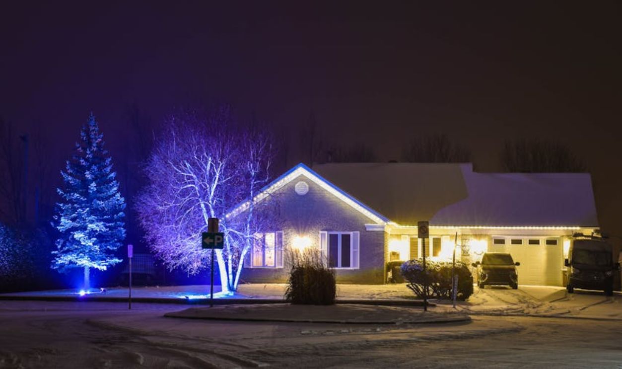 The exterior of a House at Night