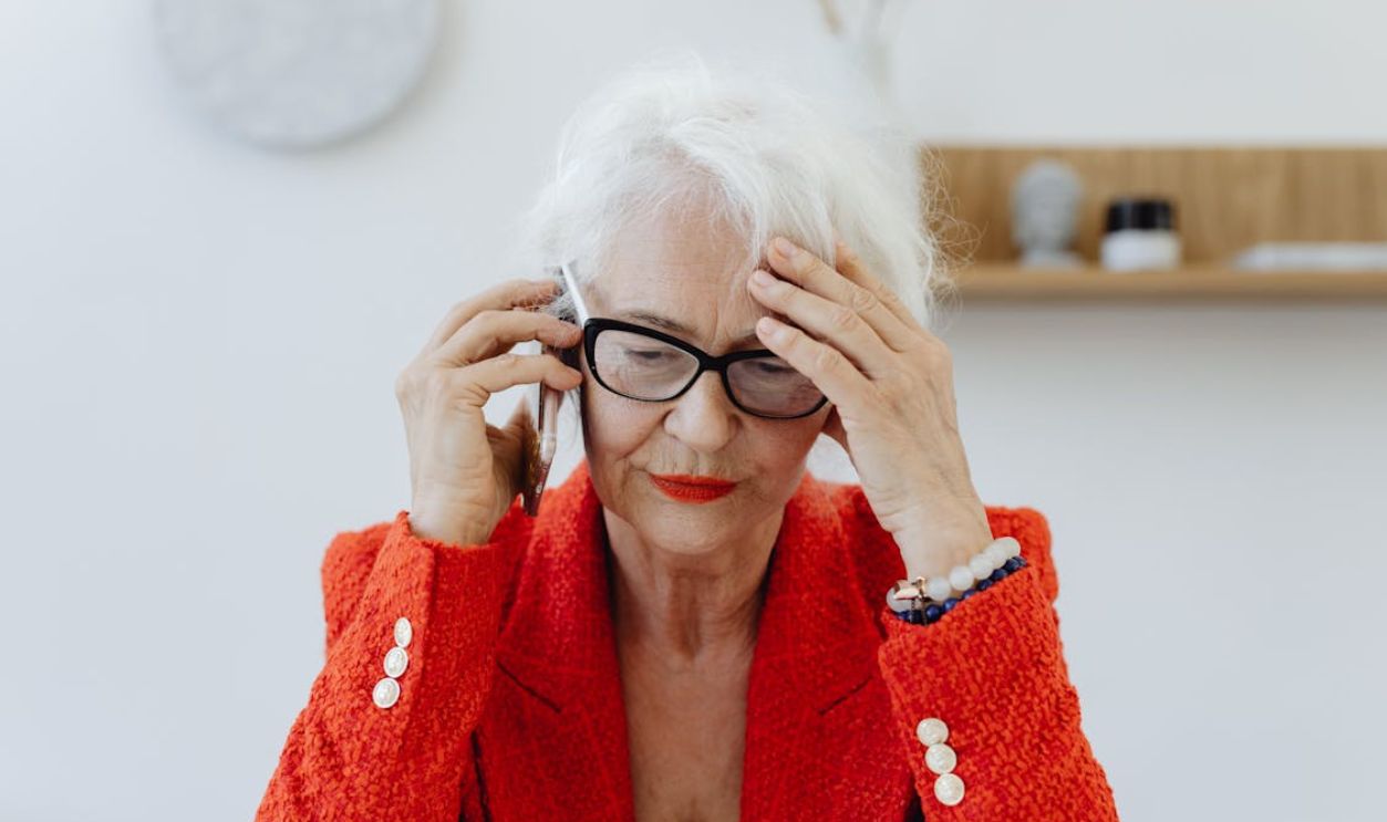 Elderly Woman on a Phone Call